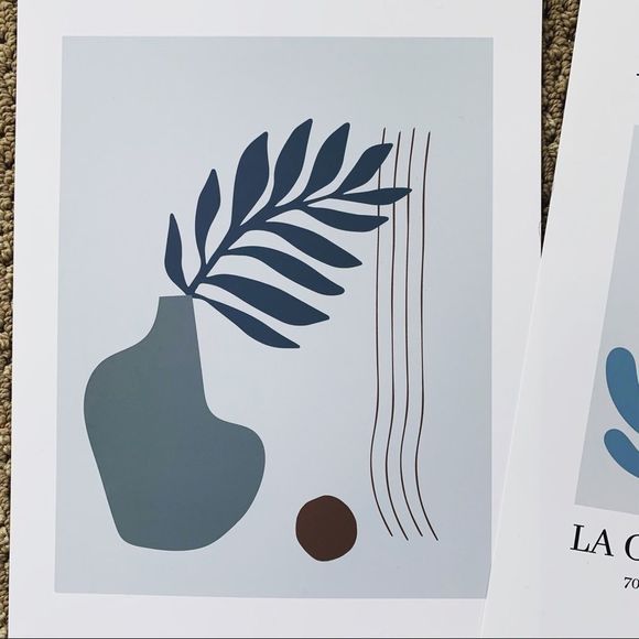 Matisse art prints Set of two mid century modern trendy neutral blue duo - Picture 7 of 8